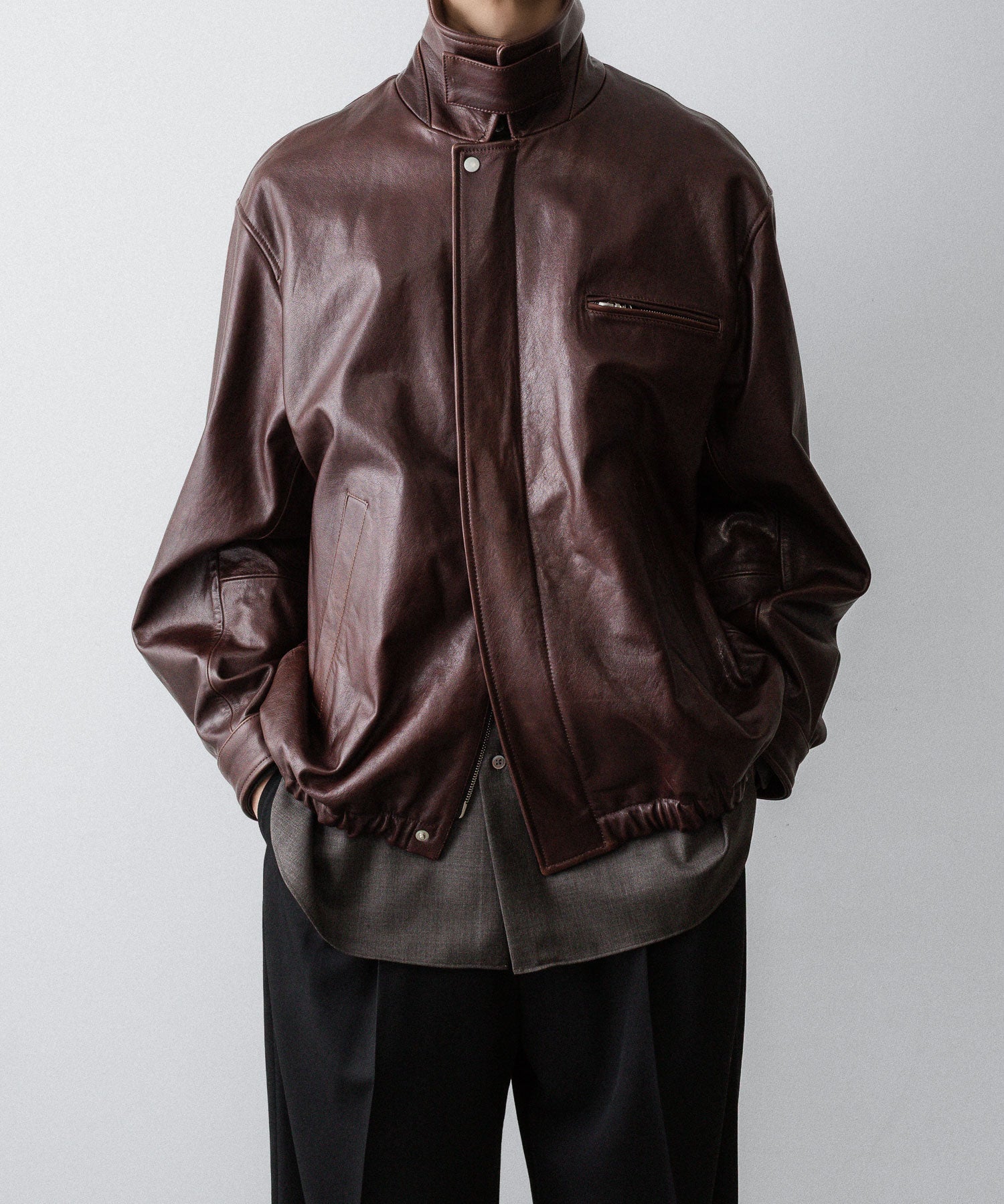 ssstein / シュタイン】COW LEATHER VINTAGE ZIP JACKET - BROWN