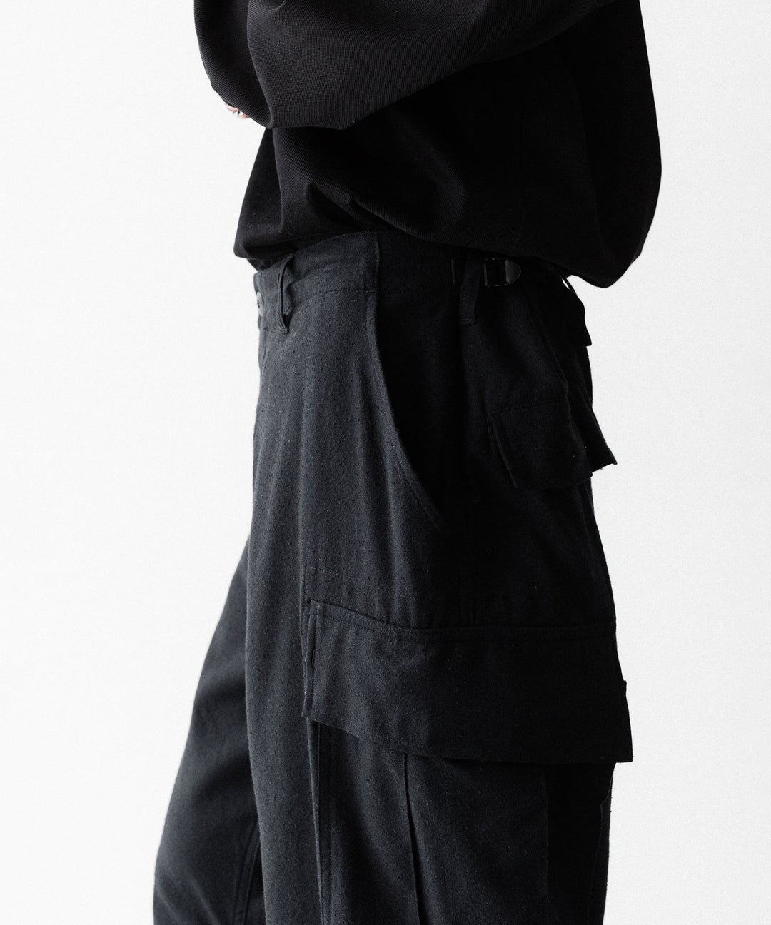 INTÉRIM インテリムのSILK NOIL JANGLE FATIGUE TROUSERのBLACK 公式通販サイトsession福岡セレクトショップ