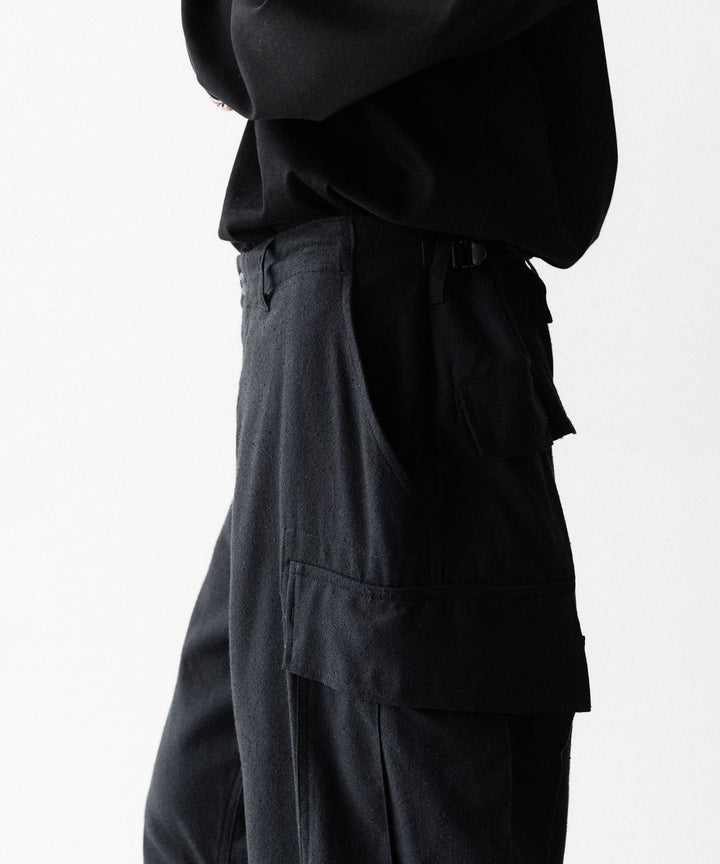 INTÉRIM インテリムのSILK NOIL JANGLE FATIGUE TROUSERのBLACK 公式通販サイトsession福岡セレクトショップ