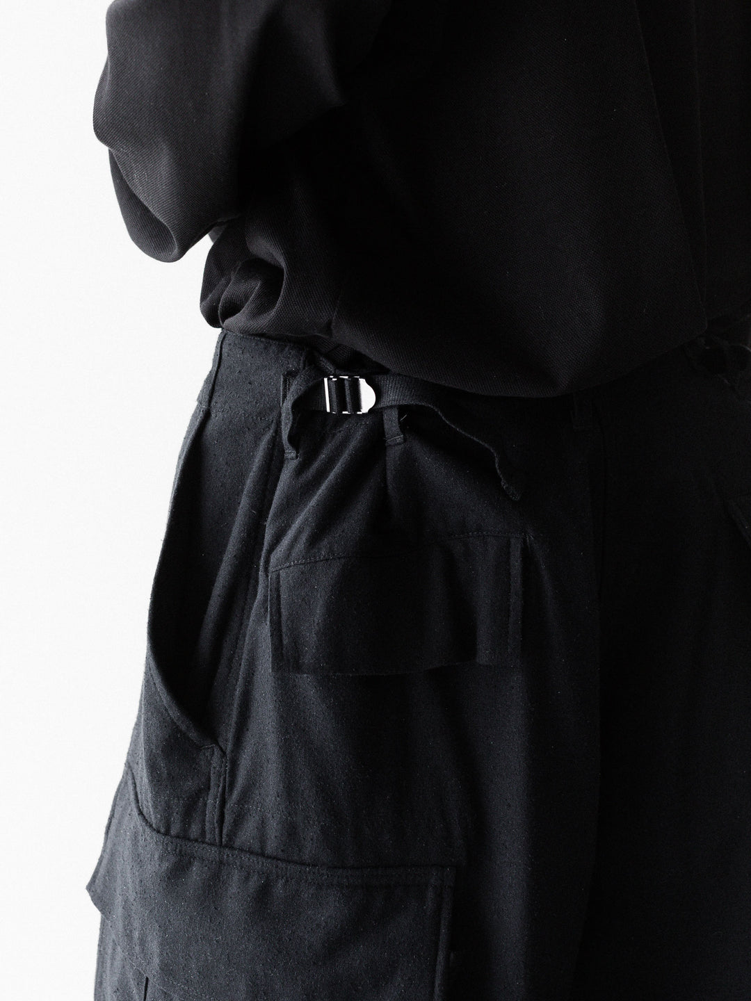 INTÉRIM インテリムのSILK NOIL JANGLE FATIGUE TROUSERのBLACK 公式通販サイトsession福岡セレクトショップ