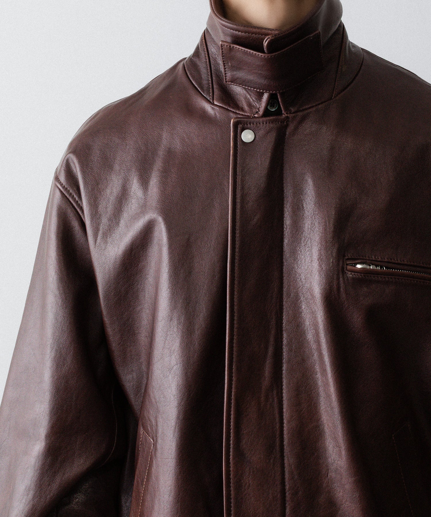 ssstein / シュタイン】COW LEATHER VINTAGE ZIP JACKET - BROWN