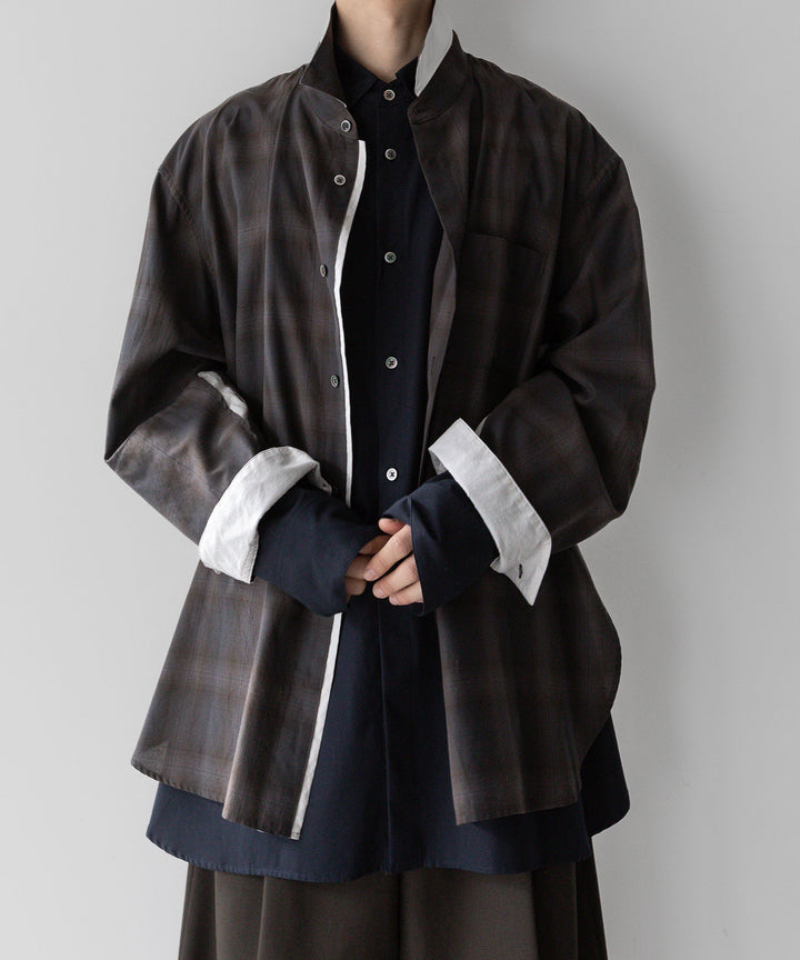 stein(シュタイン)のOVERSIZED LAYERED SHIRTのOMBRE CHECK（KHAKI）公式通販サイトsession福岡セレクトショップ