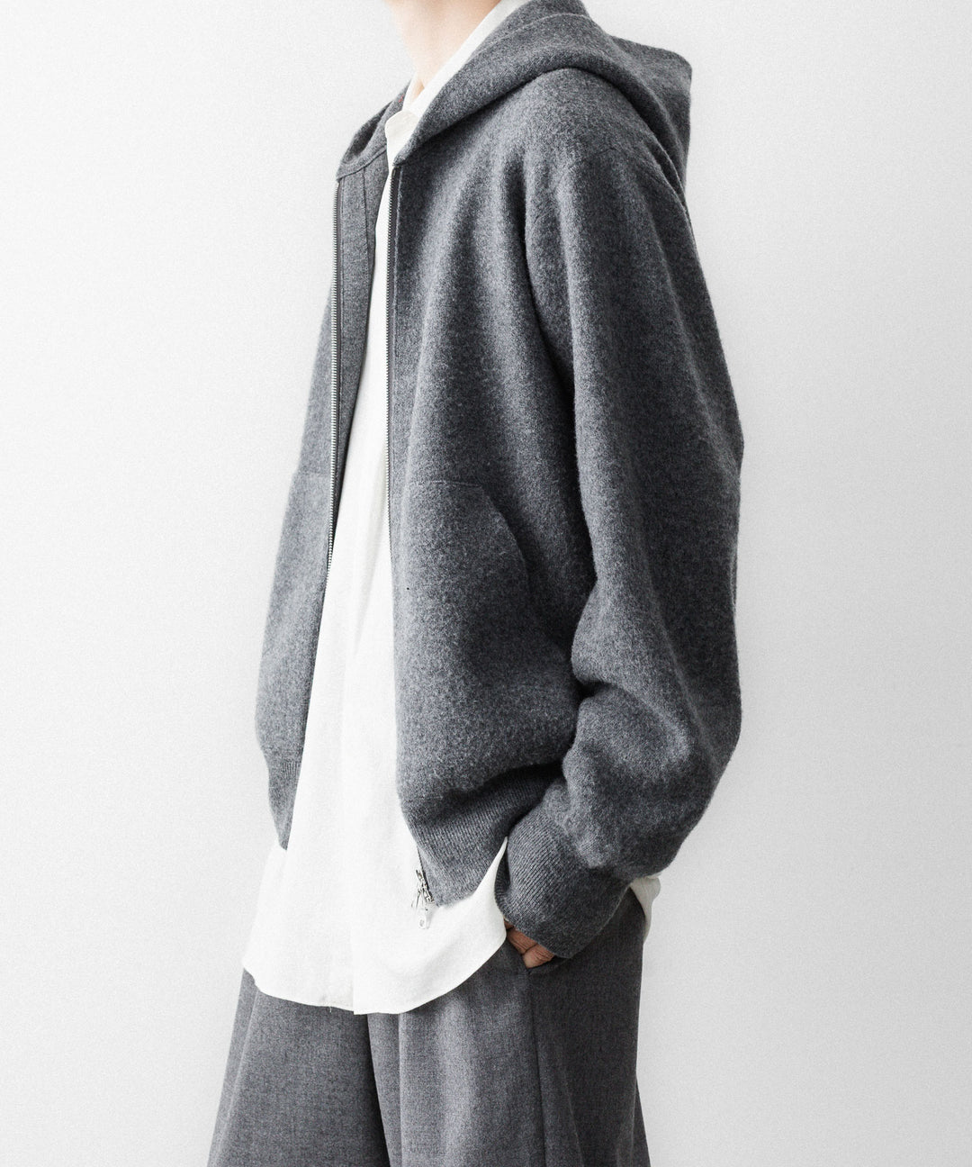 ssstein(シュタイン)のSUPER FINE WOOL MILLED KNIT HOOD JACKET - GREYの公式通販サイトsession福岡セレクトショップ