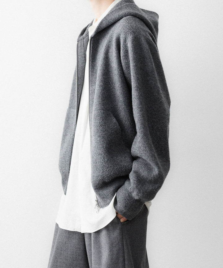 ssstein(シュタイン)のSUPER FINE WOOL MILLED KNIT HOOD JACKET - GREYの公式通販サイトsession福岡セレクトショップ