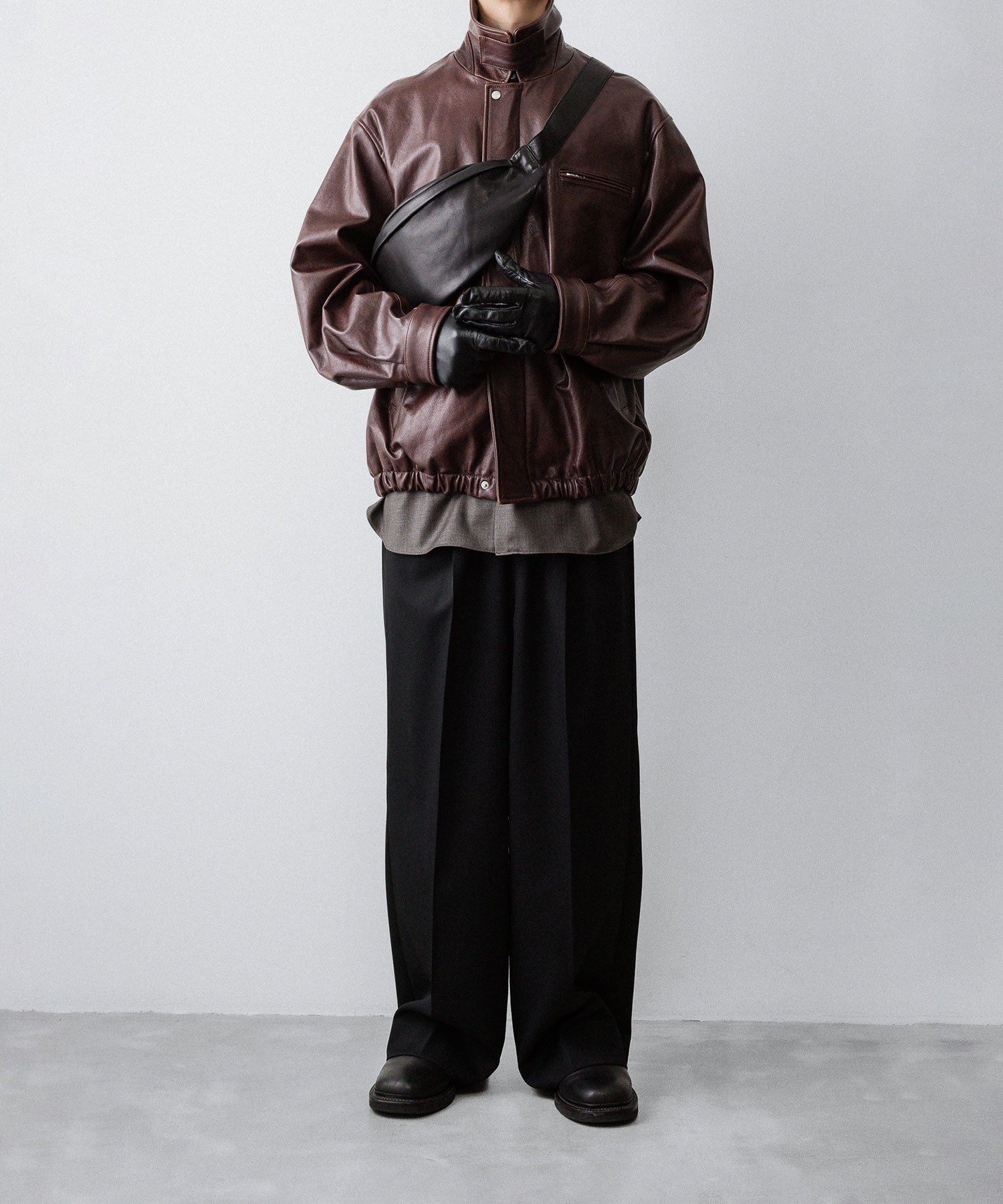 ssstein / シュタイン】COW LEATHER VINTAGE ZIP JACKET - BROWN