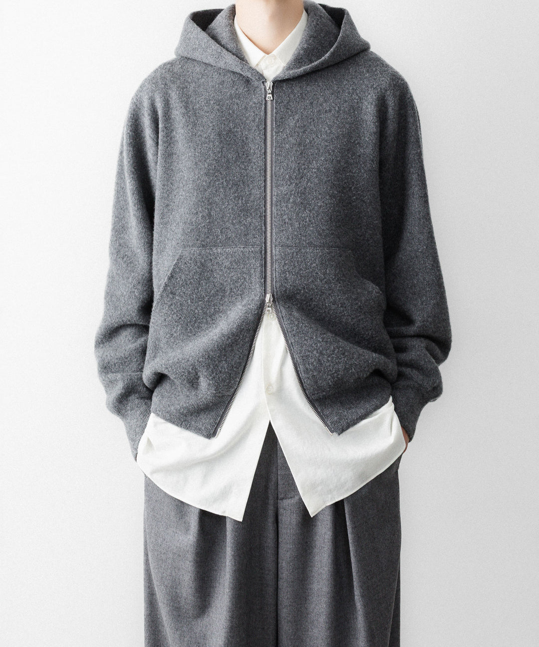ssstein(シュタイン)のSUPER FINE WOOL MILLED KNIT HOOD JACKET - GREYの公式通販サイトsession福岡セレクトショップ