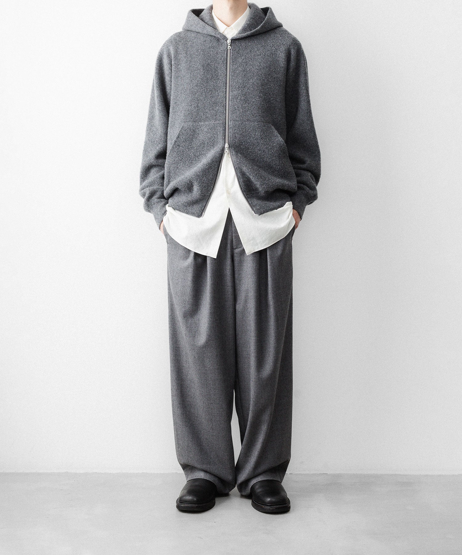 ssstein / シュタイン】SUPER FINE WOOL MILLED KNIT HOOD JACKET
