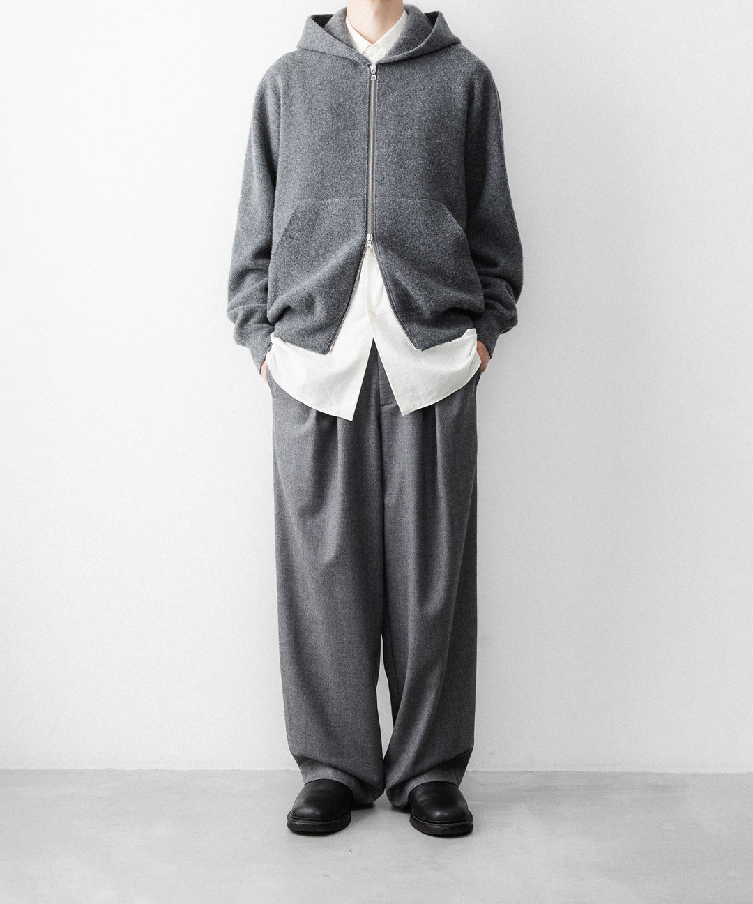 ssstein(シュタイン)のSUPER FINE WOOL MILLED KNIT HOOD JACKET - GREYの公式通販サイトsession福岡セレクトショップ