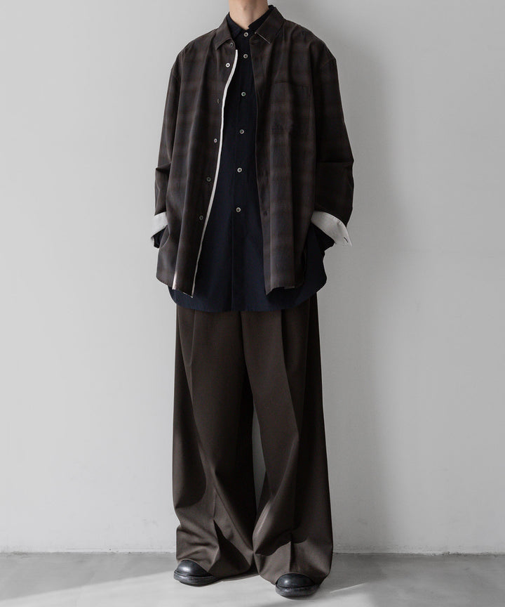 stein(シュタイン)のOVERSIZED LAYERED SHIRTのOMBRE CHECK（KHAKI）公式通販サイトsession福岡セレクトショップ