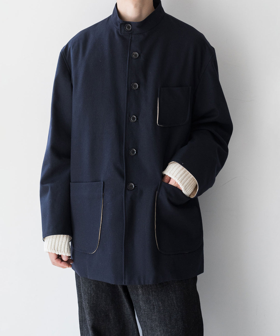 INTÉRIM(インテリム)の23AWコレクションMILITARY WOOL SERGE FORESTIEREのNAVY