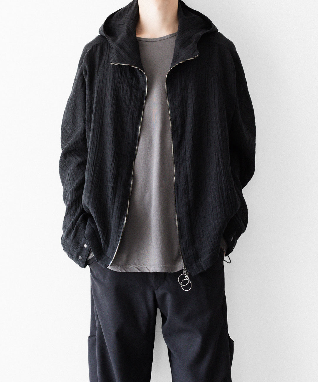 OPPOSE DUALITY オポーズデュアリティのSHORT PARKA LINENのBLACK 公式通販サイトsession福岡セレクトショップ