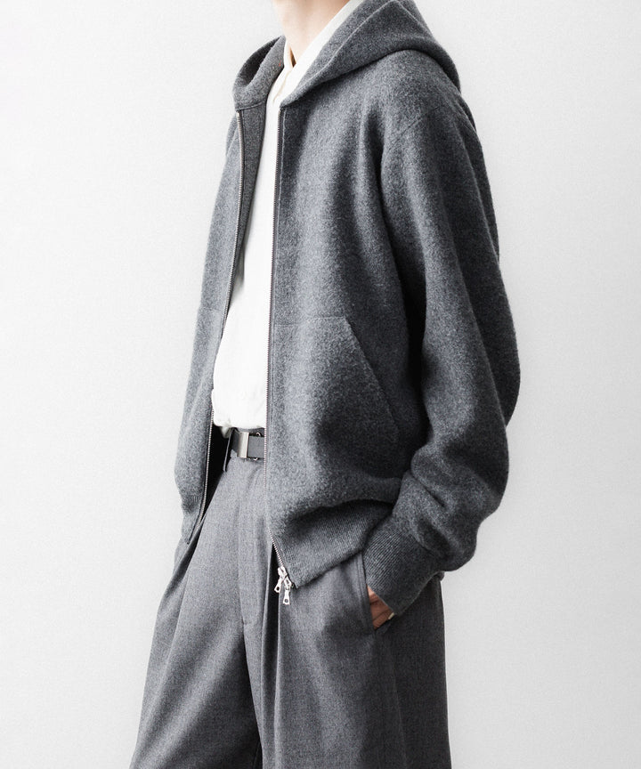 ssstein(シュタイン)のSUPER FINE WOOL MILLED KNIT HOOD JACKET - GREYの公式通販サイトsession福岡セレクトショップ