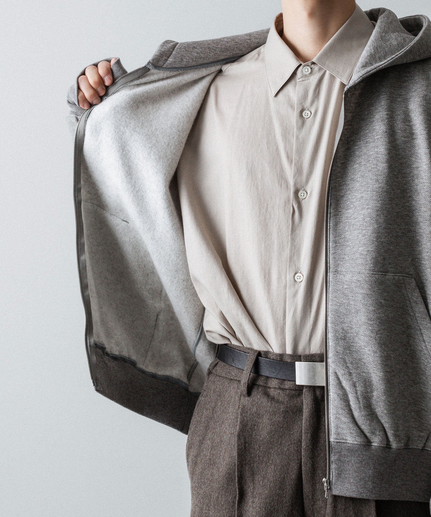 ssstein / シュタイン】YAK/COTTON SWEAT ZIP HOODY - TOP GREY | 公式