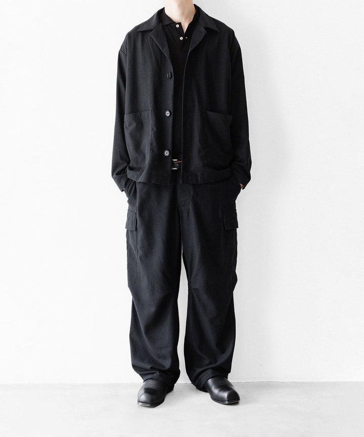 INTÉRIM インテリムのSILK NOIL JANGLE FATIGUE TROUSERのBLACK 公式通販サイトsession福岡セレクトショップ