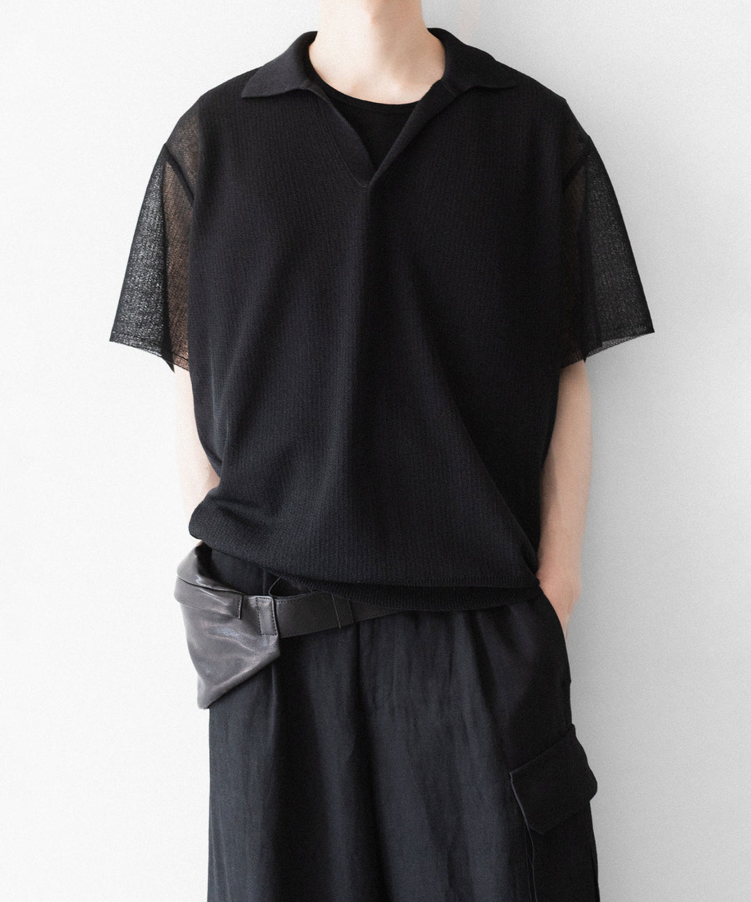 【ssstein】PE/RAMIE KNIT SS SKIPPER - BLACK