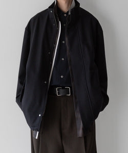 stein(シュタイン)の23AWコレクションMELTON STAND COLLAR ZIP SHORT JACKETのDARK NAVY