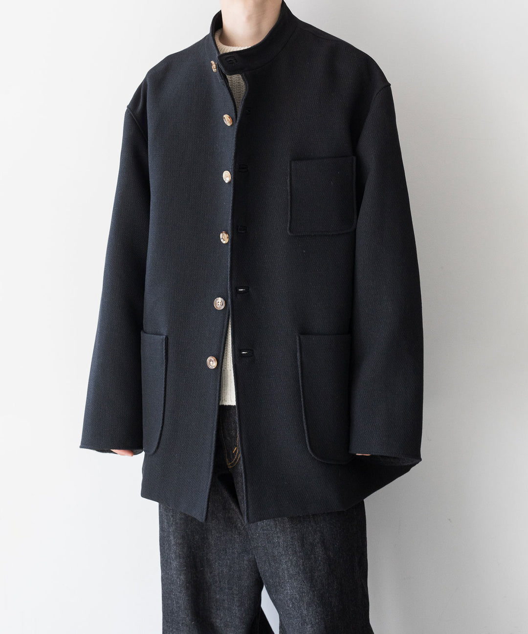 INTÉRIM(インテリム)の23AWコレクションLIMITED DIAGONAL COATIONG TWILL FORESTIEREのBLACK