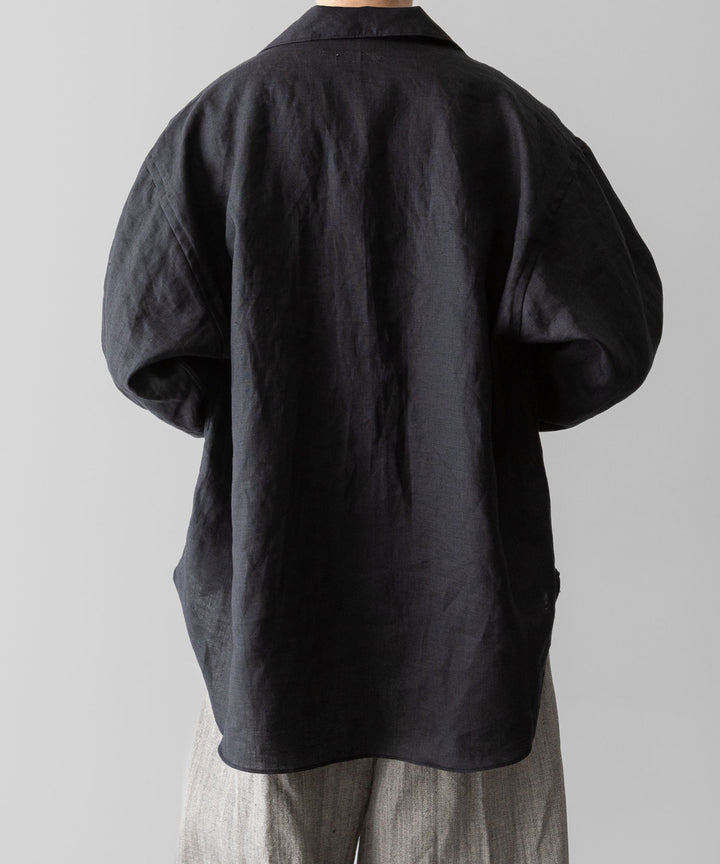 【INTÉRIM】    LINEN CANVAS SKIPPER SHIRT - BLACK