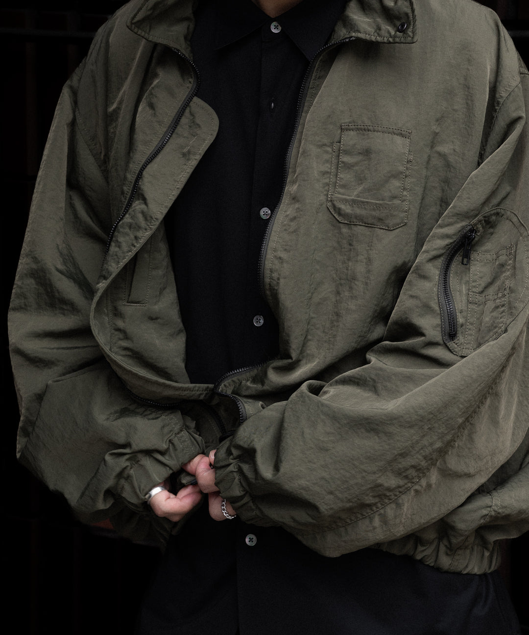 ssstein(シュタイン)のBIO WASHED NYLON OVERSIZED FIGHT JACKET - MILITARY KHAKIの公式通販サイトsession福岡セレクトショップ
