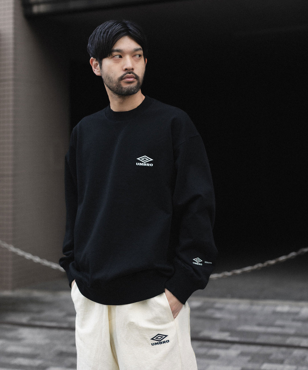 【ssstein × UMBRO】HIGH GAUGE COTTON SWEAT LS - BLACK