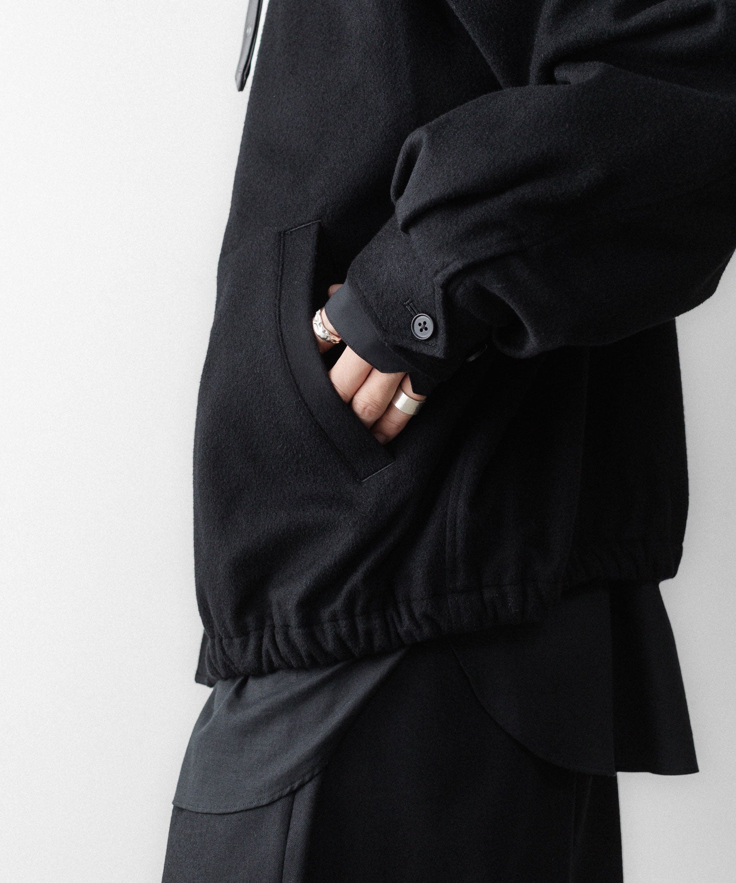 ssstein / シュタイン】MOUTON COLLAR WOOL CASHMERE PADDED JACKET