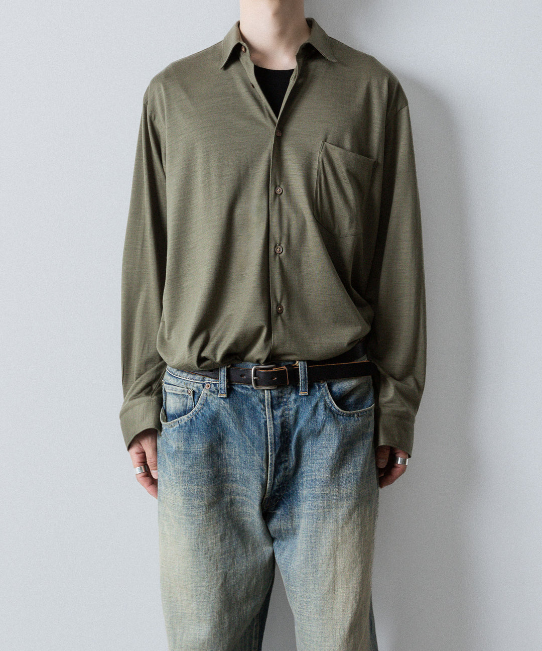INTÉRIM インテリムのEXTRA FINE MERINO WOOL JERSEY L/S REGULAR COLLAR SHIRTのSAGE公式通販サイトsession福岡セレクトショップ