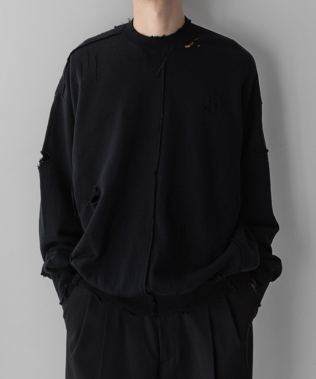 stein(シュタイン)の24SSコレクションOVERSIZED RECONSTRUCTION SWEAT LSのBLACK 公式通販サイトsession福岡セレクトショップ