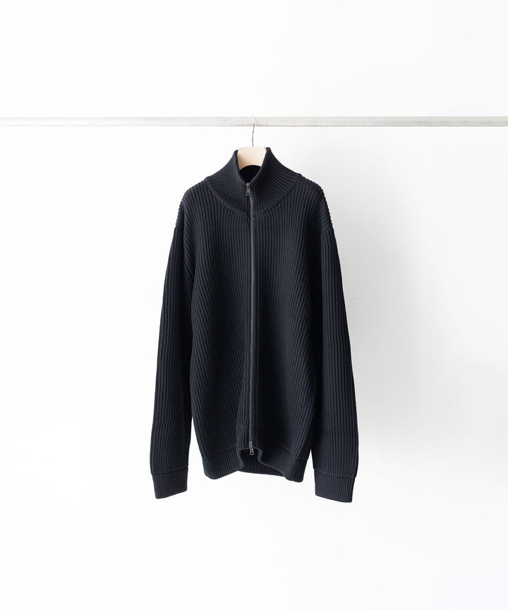 【INTÉRIM】インテリムのドライバーズニット LIMITED HAND FRAMED DRIVERS ZIP KNIT - BLACK