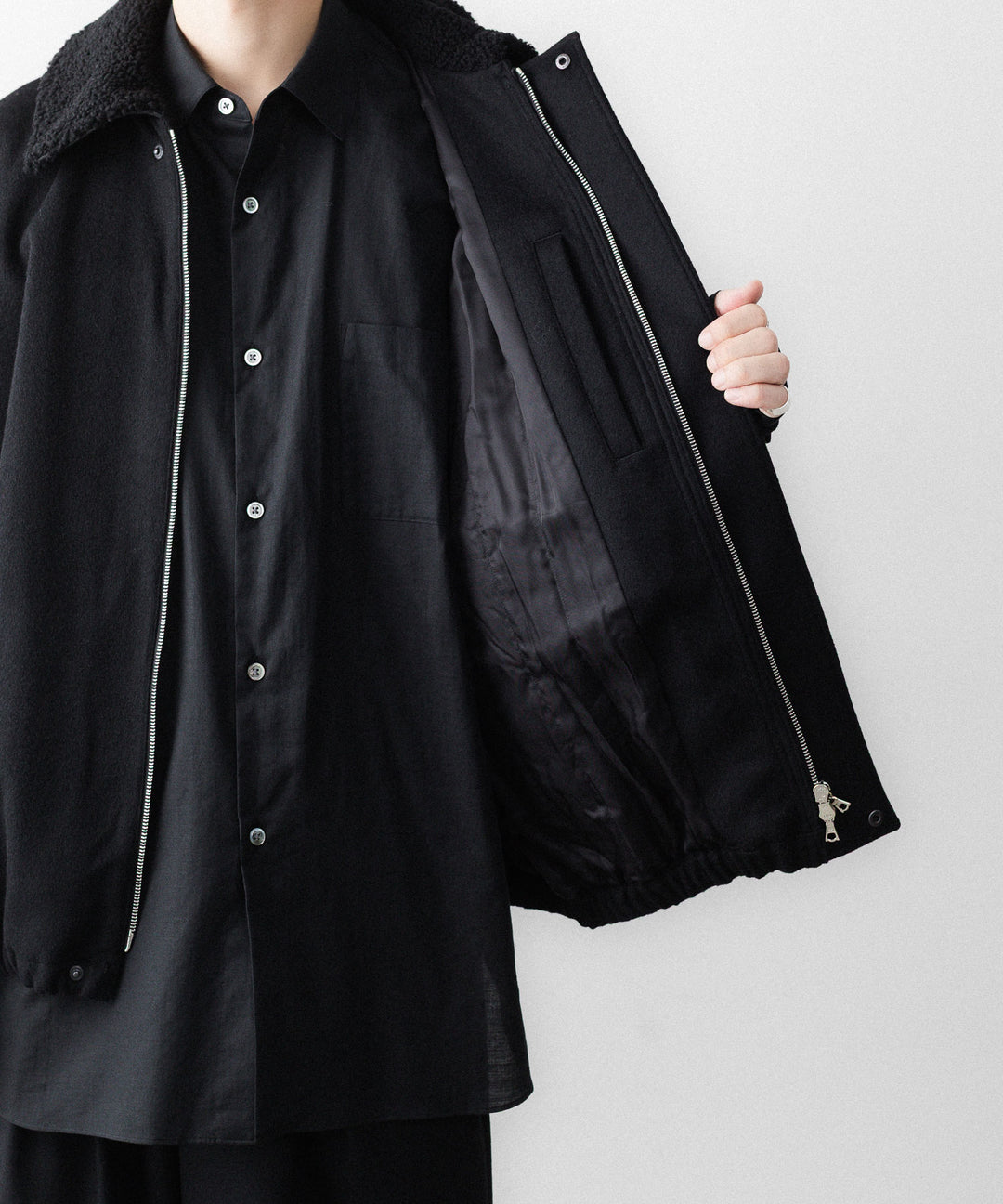 ssstein(シュタイン)のMOUTON COLLAR WOOL CASHMERE PADDED JACKET - BLACKの公式通販サイトsession福岡セレクトショップ