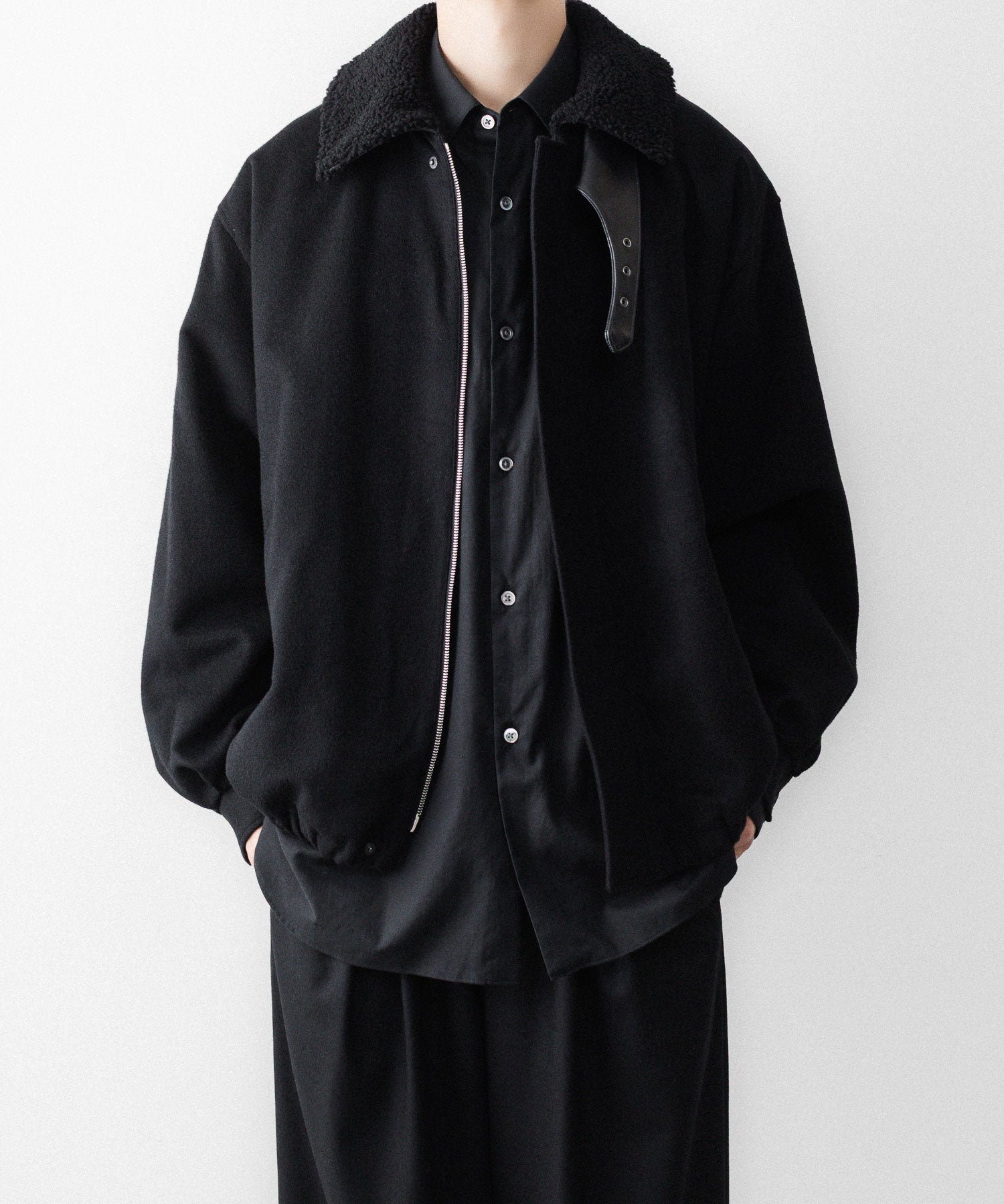 ssstein / シュタイン】MOUTON COLLAR WOOL CASHMERE PADDED JACKET