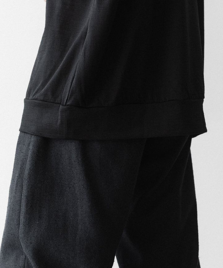 INTÉRIM - インテリムのEXTRA FINE MERINO WOOL JERSEY HENRY OVER S/S TEEのBLACK公式通販サイトsession福岡セレクトショップ