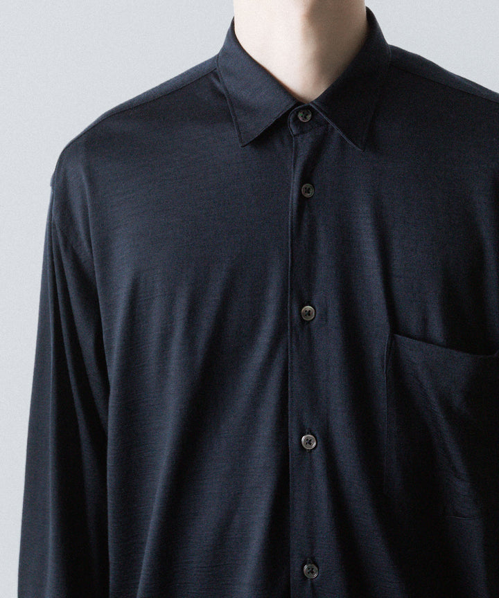 INTÉRIM インテリムのEXTRA FINE MERINO WOOL JERSEY L/S REGULAR COLLAR SHIRTのD.NAVY公式通販サイトsession福岡セレクトショップ