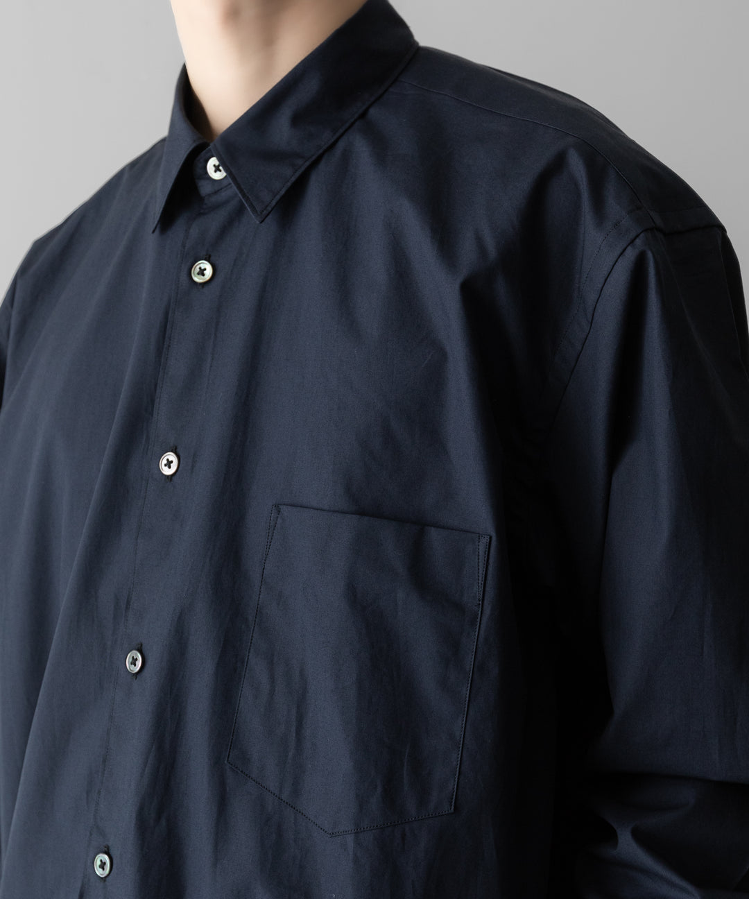 INTÉRIM(インテリム)のVINTAGE COTTON POPLIN L/S REGULAR COLLAR SHIRT - D.BLUEの公式通販サイトsession福岡セレクトショップ