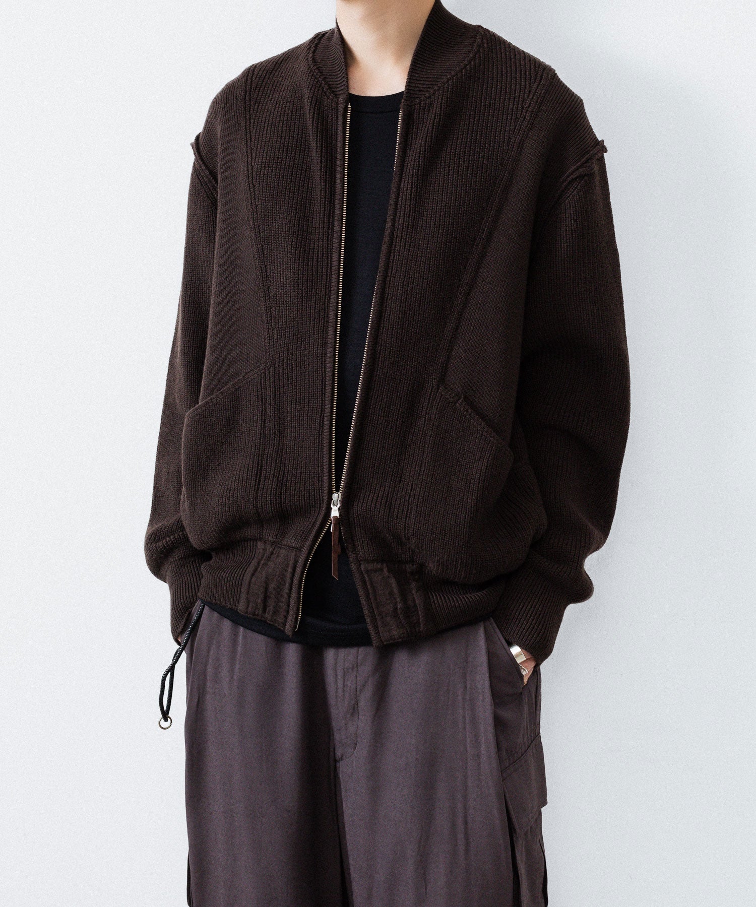 ANTHEM A アンセムエー BULKY WOOL KNIT ZIP BLOUSONのBROWN 公式通販サイトsession福岡セレクトショップ