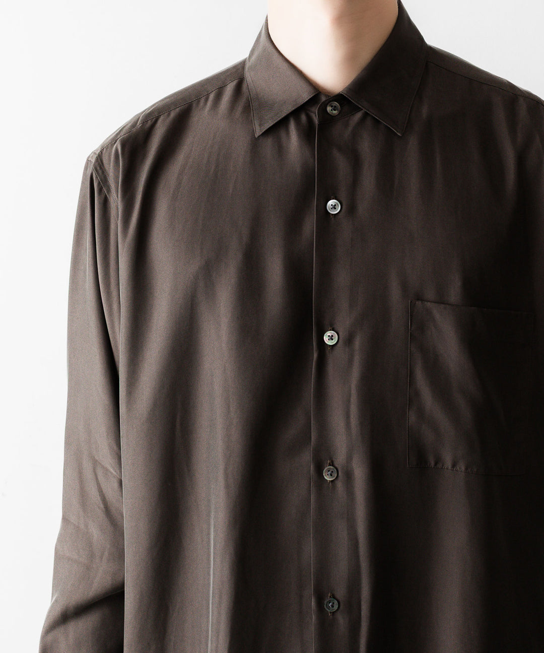 【ssstein】CUPRO TWILL OVERSIZED LS SHIRT - DARK BROWN