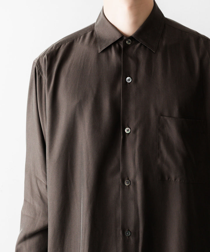 【ssstein】CUPRO TWILL OVERSIZED LS SHIRT - DARK BROWN