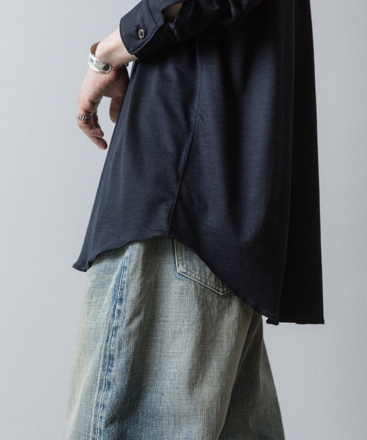 INTÉRIM インテリムのEXTRA FINE MERINO WOOL JERSEY L/S REGULAR COLLAR SHIRTのD.NAVY公式通販サイトsession福岡セレクトショップ