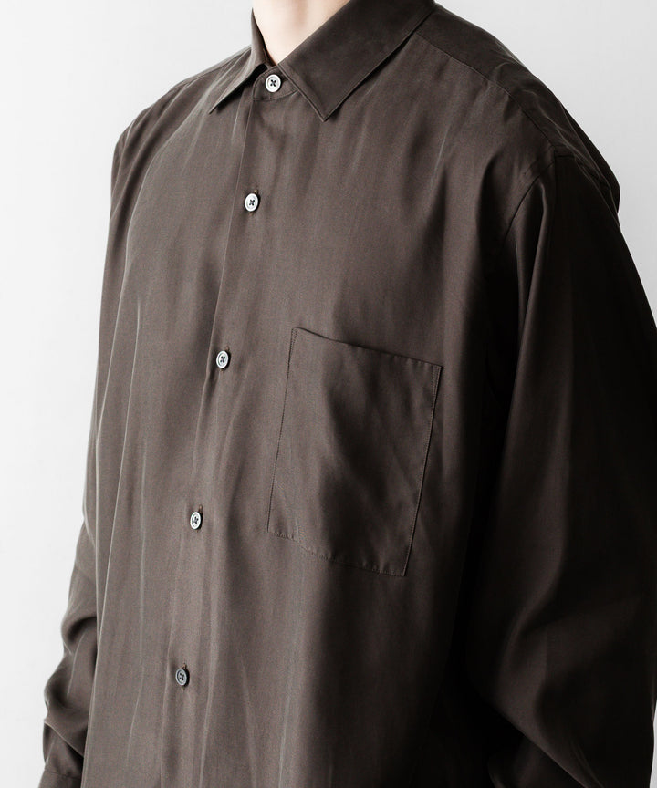 【ssstein】CUPRO TWILL OVERSIZED LS SHIRT - DARK BROWN