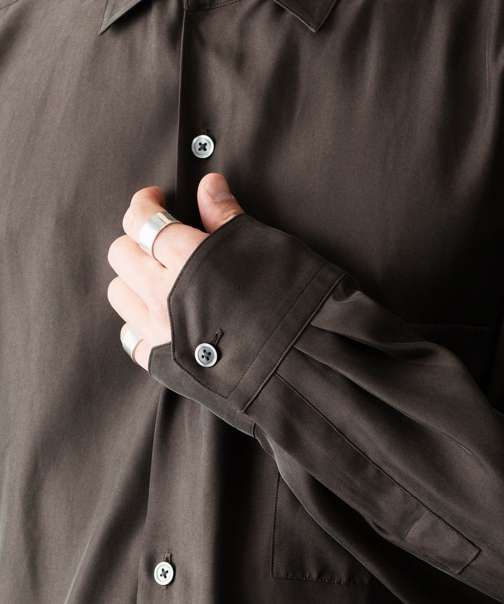 【ssstein】CUPRO TWILL OVERSIZED LS SHIRT - DARK BROWN