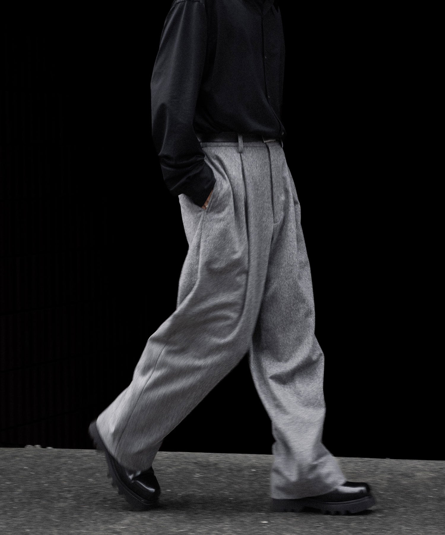 ssstein / シュタイン】W/CA BEAVER EASY WIDE TROUSERS - GREY | 公式