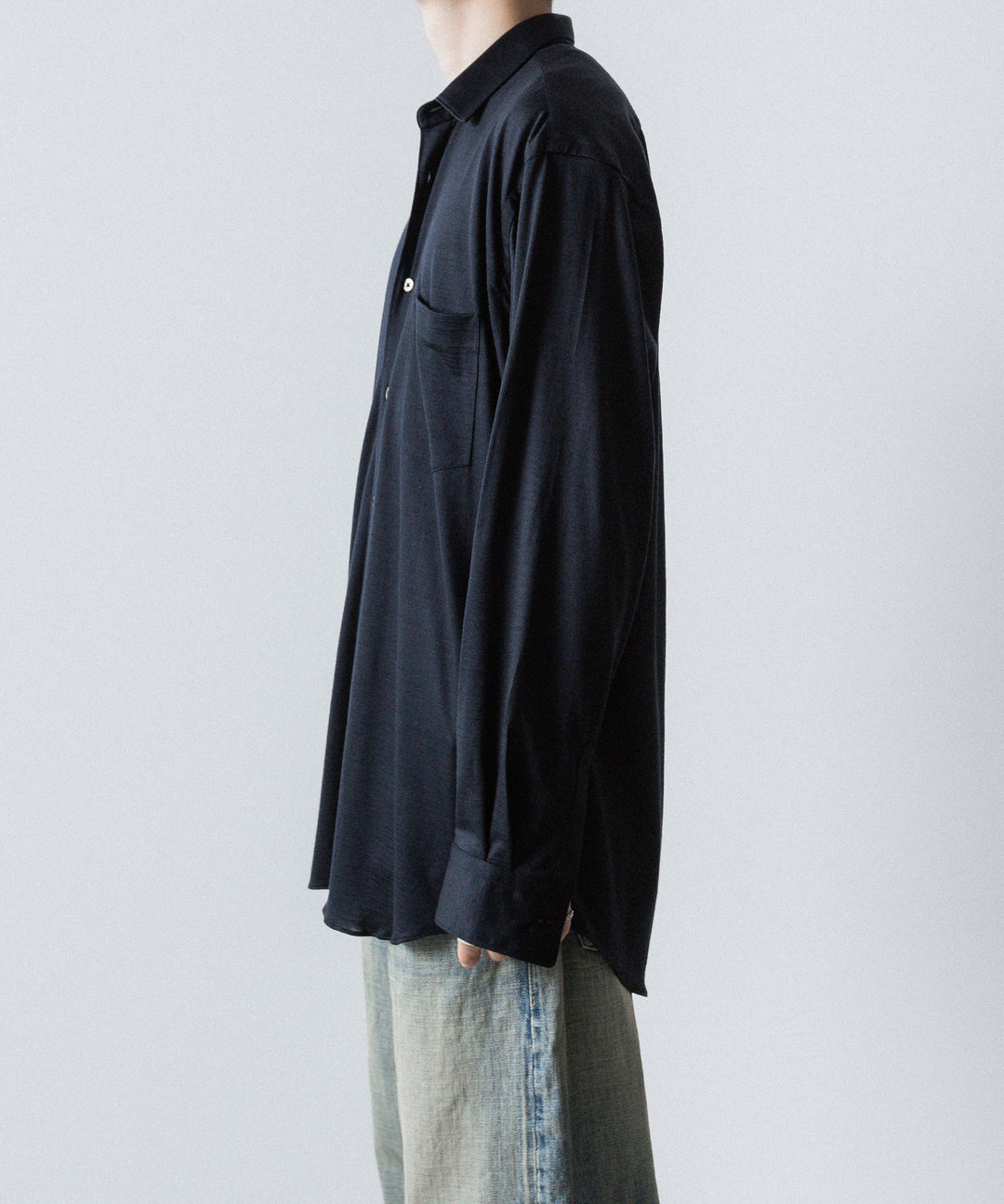 INTÉRIM インテリムのEXTRA FINE MERINO WOOL JERSEY L/S REGULAR COLLAR SHIRTのD.NAVY公式通販サイトsession福岡セレクトショップ