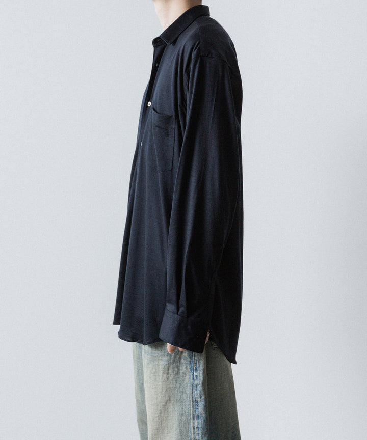 INTÉRIM インテリムのEXTRA FINE MERINO WOOL JERSEY L/S REGULAR COLLAR SHIRTのD.NAVY公式通販サイトsession福岡セレクトショップ