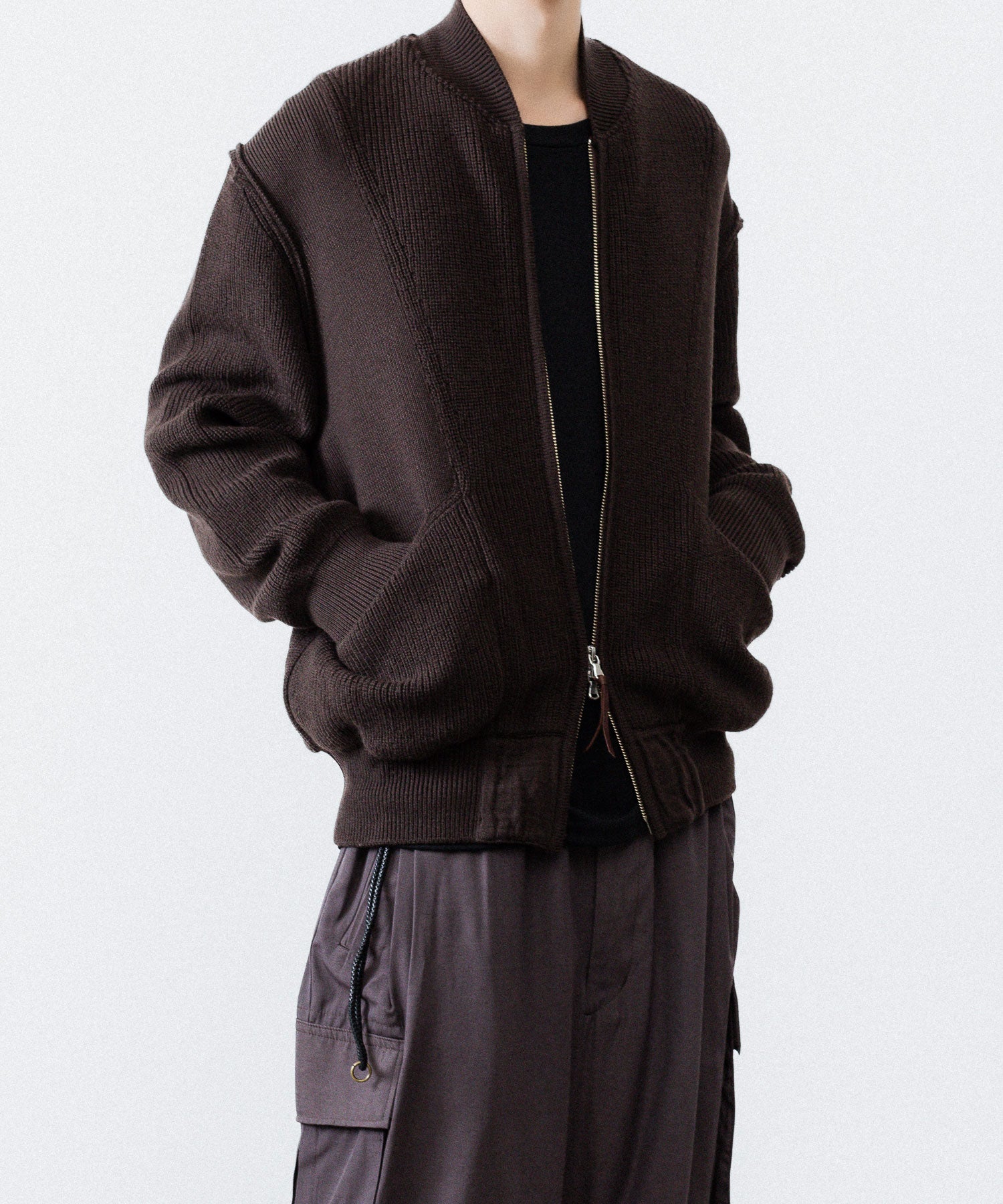 ANTHEM A アンセムエー BULKY WOOL KNIT ZIP BLOUSONのBROWN 公式通販サイトsession福岡セレクトショップ