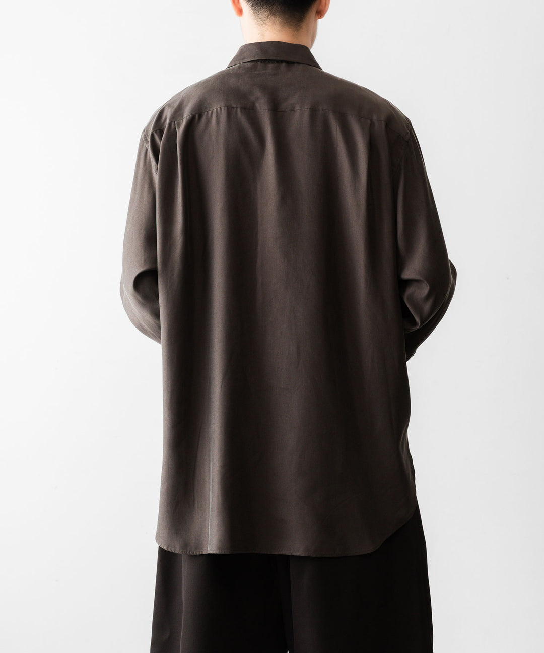 【ssstein】CUPRO TWILL OVERSIZED LS SHIRT - DARK BROWN