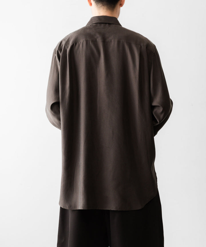 【ssstein】CUPRO TWILL OVERSIZED LS SHIRT - DARK BROWN