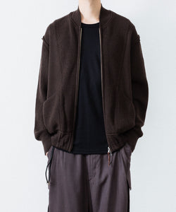 トップス ANTHEM A/ BULKY WOOL KNIT ZIP BLOUSON ANTHEM A / アンセムエー】BULKY WOOL KNIT ZIP BLOUSON - BROWN