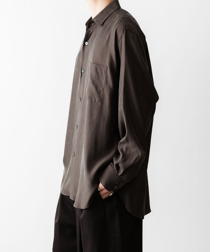 【ssstein】CUPRO TWILL OVERSIZED LS SHIRT - DARK BROWN
