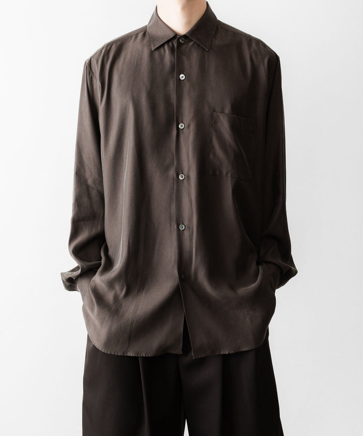 【ssstein】CUPRO TWILL OVERSIZED LS SHIRT - DARK BROWN