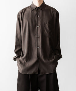 ssstein / シュタイン】CUPRO TWILL OVERSIZED LS SHIRT - DARK BROWN