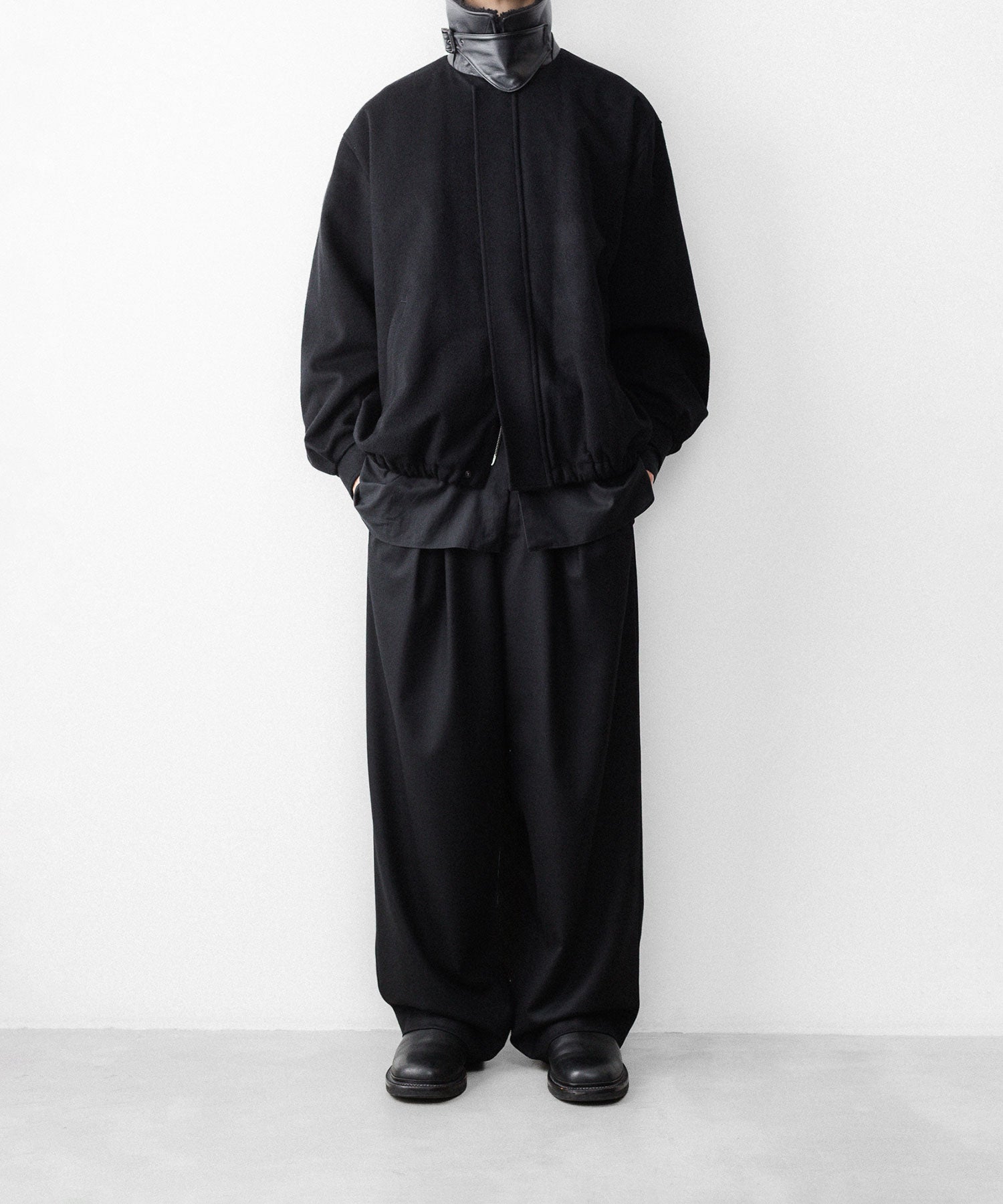 ssstein / シュタイン】WOOL FLANNEL EASY WIDE TROUSERS - BLACK